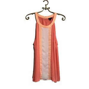 Torrid Blouse 1X Georgette‎ Halter Tank Top Coral Orange Color Block